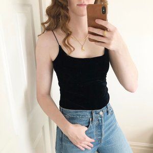 Stunning Vintage Luxe Squared Neck Velvet Silk Top